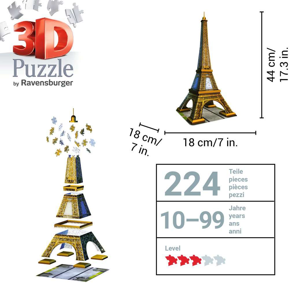 Puzzle 3D 216p Tour Eiffel PSG Ravensburger - Puzzle 3D