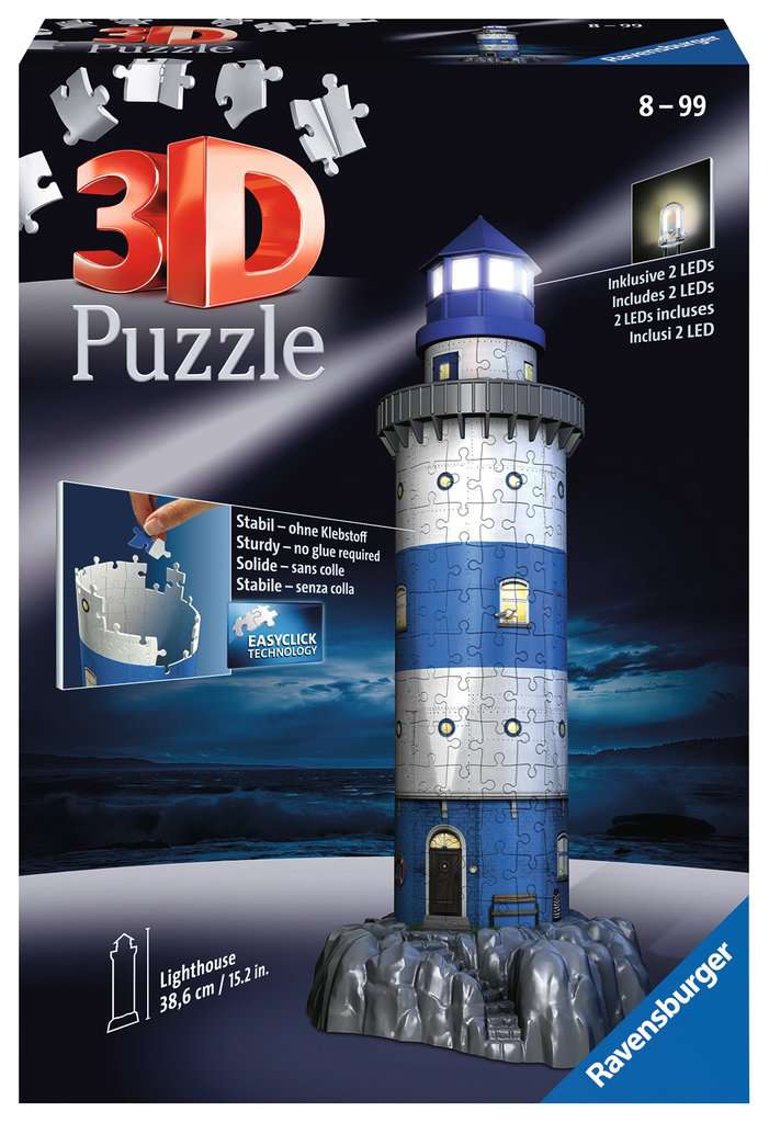 Lighthouse at Night, 3D Puzzle Buildings, 3D Puzzles