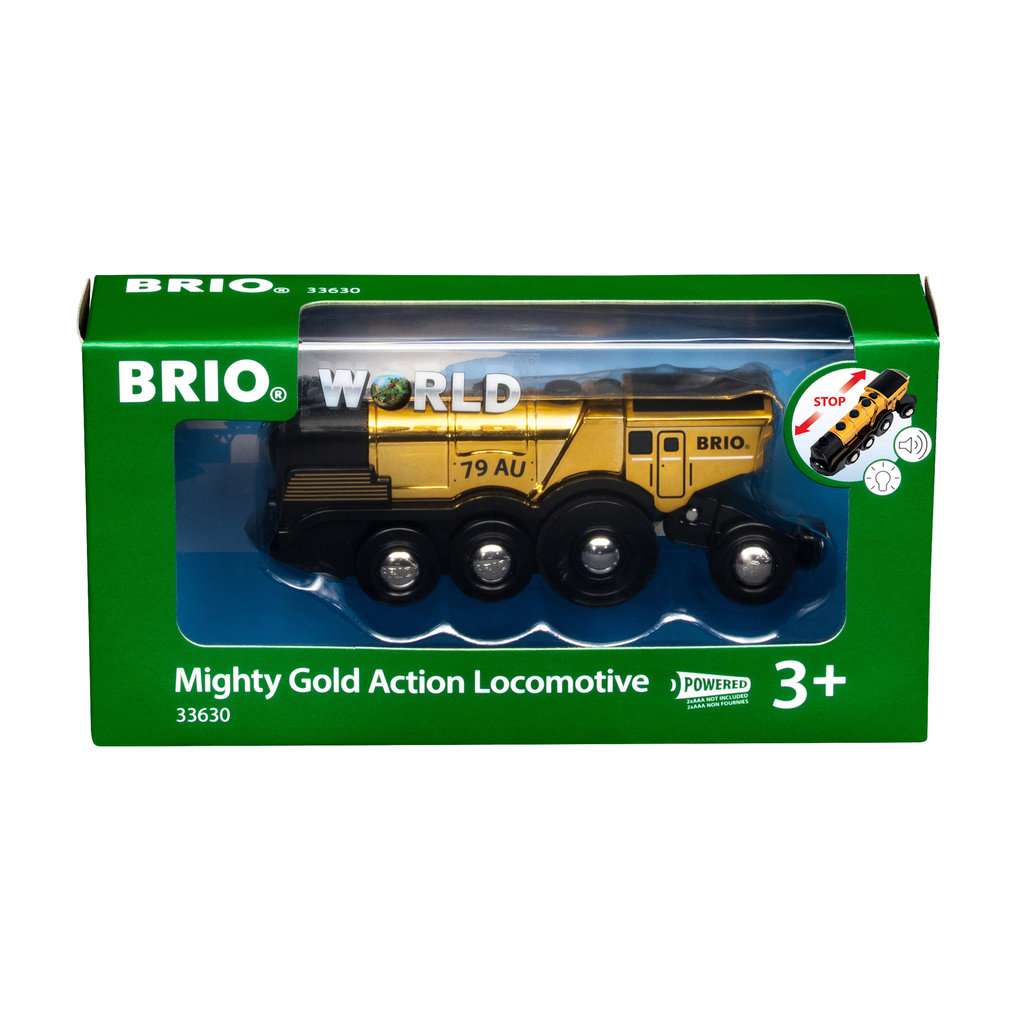 Brio World 33630 Mighty Golden Action Locomotive, Battery Operated Toy  Train